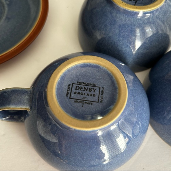 Cup and Saucer Sets, Denby England Blue Juice Berry 3 sets, six pieces. - Picture 7 of 10